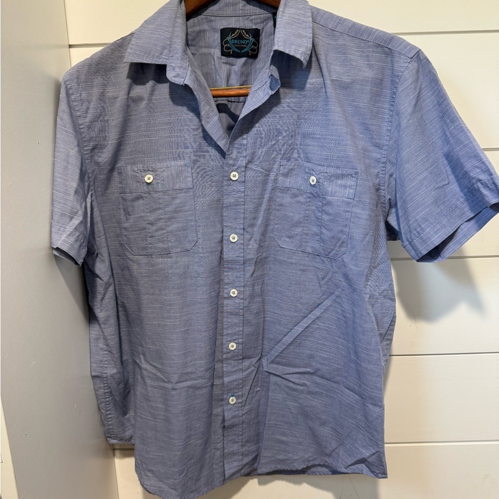 Casual Blue Button-Down Shirt for Men